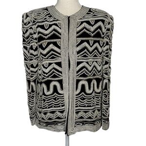 Vintage 1980's Laurence‎ Kazar Black and Pearl Beaded Jacket Small